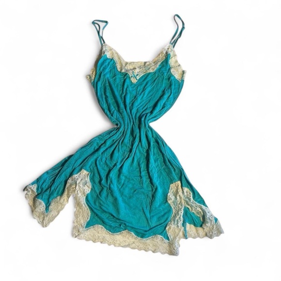 Victoria's Secret Other - Victoria's Secret Teal Chemise with Cream Lace